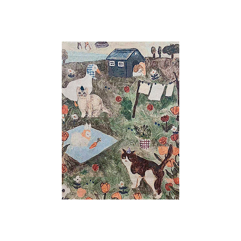 TaoMu 田园萌宠 沙发背景墙装饰画复古氛围感挂毯画大幅客厅挂画