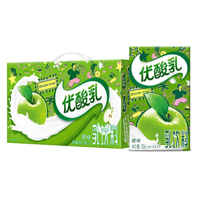 伊利优酸乳原味草莓味AD钙蓝莓味250ml*24盒整箱含乳饮品混合果汁