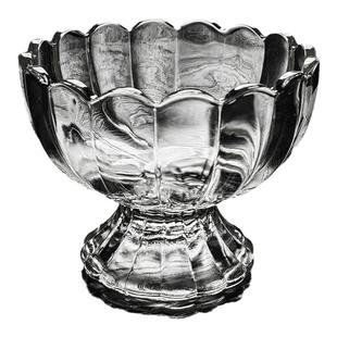 水晶玻璃碟小果盘水果盘高脚莲花碗甜品糖果透明容器器皿托盘供佛
