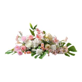 高档讲台花发言台会议桌花装饰仿真花假花酒店宴会演讲主席台花艺