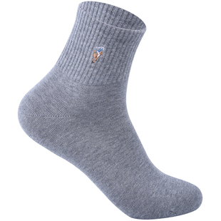 polo全棉袜子男士中筒纯棉运动袜秋冬防臭吸汗无骨纯色四季跑步袜