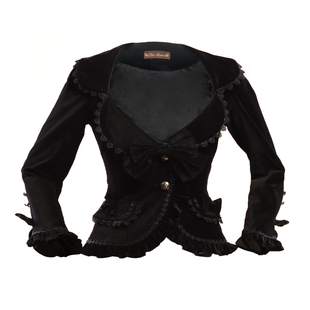 【Lace Garden】暗黑哥特黑色修身上衣优雅宫廷蕾丝喇叭长袖外套