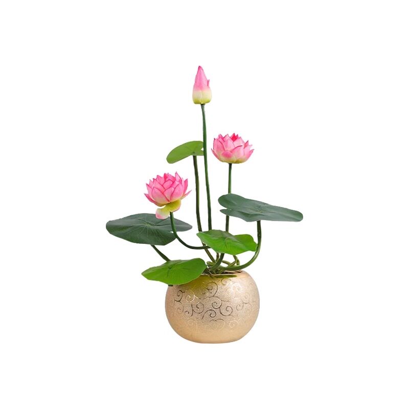 仿真荷花佛前供花莲花佛堂佛台摆件假花仿真花绢花中式家居装饰品