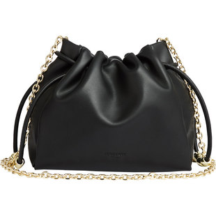 LK BENNETT黑色牛皮肩包2025年新款时尚简约手提包通勤单肩包