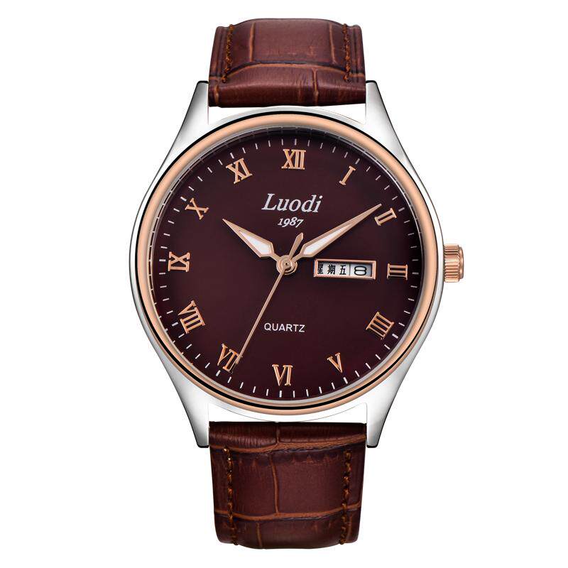 罗迪正品时尚男士手表玫瑰金男女款精钢表带商务石英表情侣手表
