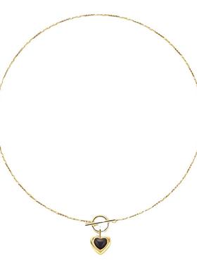 黑玛瑙爱心项链锁骨链女