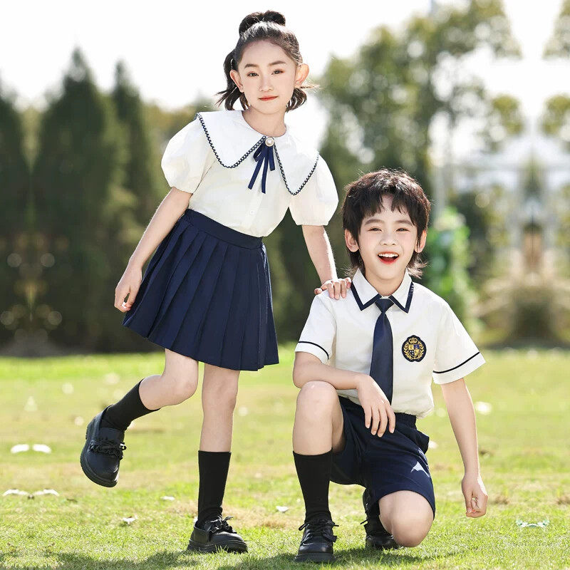 幼儿园园服夏季大班毕业照舞台合唱演出服装英伦风校服小学生班服