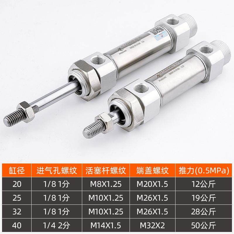 星辰气动CDM2B20x25/32x40-50/80/175/225/350圆形不锈钢迷你气缸