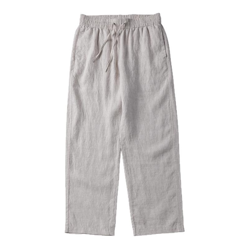 实年服工夏季纯亚麻休闲直筒裤男