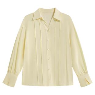 达佳诗黄色衬衫女职业女装上衣宽松慵懒风职场通勤穿搭长袖衬衣