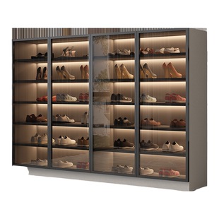 实木鞋柜家用门口室内大容量玻璃门储物柜轻奢2025新款入户玄关柜