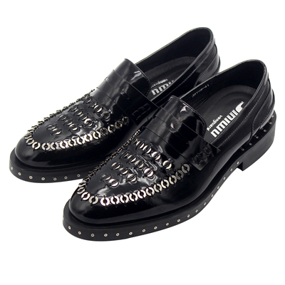 JINIWU倪季经典修饰手工油黑便鞋