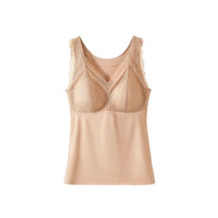 古今肤色保暖背心女带胸垫一体内搭打底上衣秋冬恒温发热背心内衣