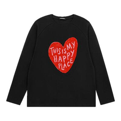 i.t GROUNDZERO2025秋冬保暖打底爱心黑色经典长袖情侣卫衣