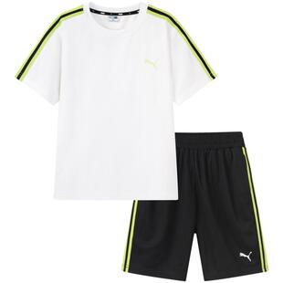 PUMA彪马儿童短袖套装夏季新款速干运动时尚上衣短裤男女孩篮球服