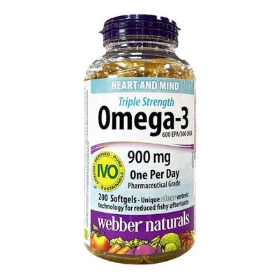 加拿大直邮 Webber 深海鱼油胶囊Omega-3高浓度900mg3倍浓缩200粒