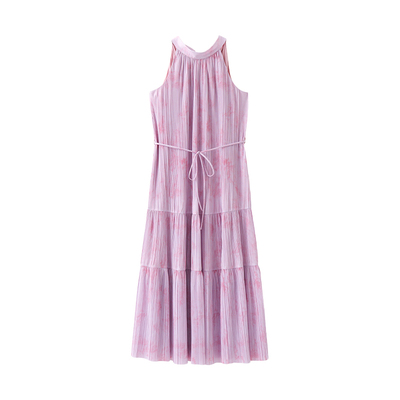 popchrio印花无袖挂脖连衣裙