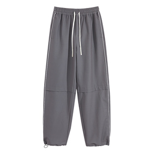 美特斯邦威运动风阔腿裤女士春季新款休闲百搭潮流直筒长裤裤子