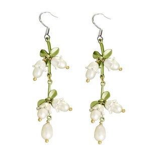 SPECIAL淡水珍珠气质耳钩铃兰花耳环流苏扫肩耳饰女小众设计礼物