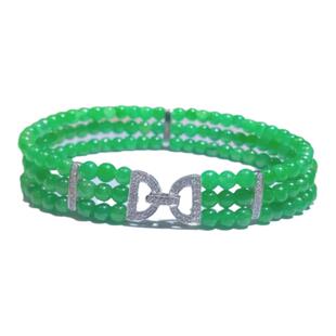 18K金钻石小米珠三排珠链扣头多串隔片珍珠翡翠手项链AU750配件