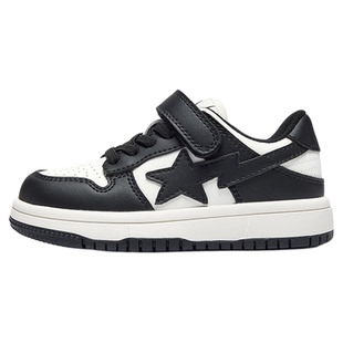 MQD马骑顿童鞋2026秋冬新款休闲鞋皮面软底儿童运动鞋星星鞋板鞋