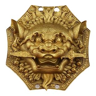 狮咬剑 全铜狮子头八卦镜虎头牌兽头挂件睚眦门神摆件狮子咬剑