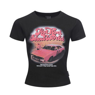 【F383】跑车印花设计正肩短袖