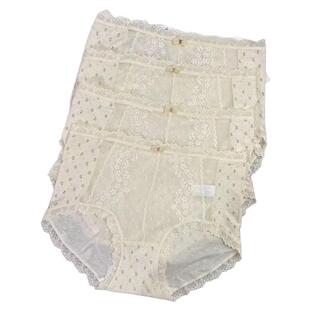 2025年春季新款法式棉碎花三角裤纯欲蕾丝边中高腰内裤女纯棉底档