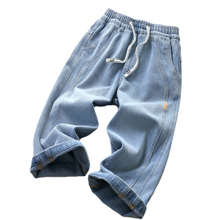 男童裤子春秋2026新款儿童洋气时髦牛仔裤中大童痞帅运动直筒长裤