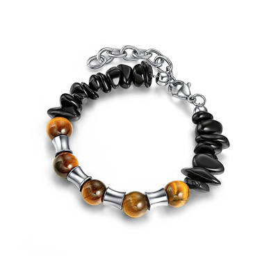 CCO串珠男设计感虎眼石竹节手串拼接可调节个性手链