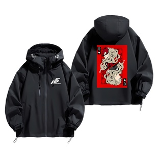 动漫女神异闻录p5雨宫莲二次元周边开衫冲锋衣男加棉加厚夹克外套