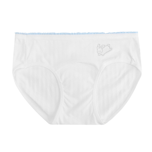 馨帮帮Bra 可爱小兔撞色边内裤女纯棉加长裆中腰包臀透气三角裤衩