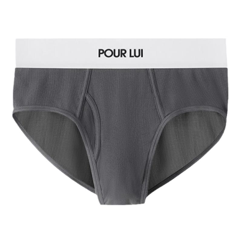 璞履 男士超弹莫代尔黑标复古门襟罗纹低腰三角内裤高弹POUR LUI
