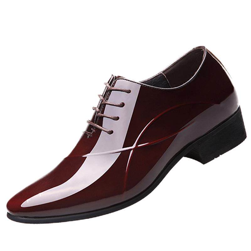 老人头男鞋春季男士商务内增高皮鞋6cm真皮透气漆皮亮皮结婚鞋8cm