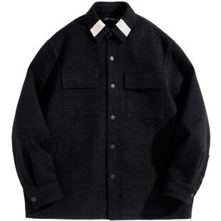 太平鸟男装奥莱撞色小香风夹克华夫格夹棉茄克宽松外套