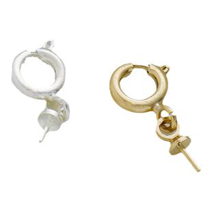 14k包金锁扣保色带羊眼针半孔托针DIY配件收尾扣弹簧扣圆扣头连接