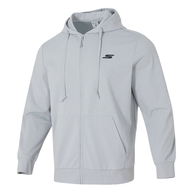 斯凯奇灰色外套女冬季2025新款初中生薄开衫女款大码连帽拉链卫衣