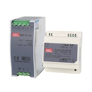 明纬导轨开关电源24v220转12V5A轨道式直流DR-15/30/60/120/240w