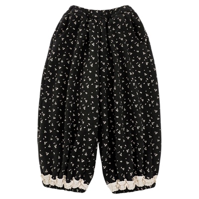 幼悠女童2025冬季新款加绒加厚碎花灯笼裤时尚保暖宽松女孩长裤潮