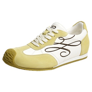 红蜻蜓黄色德训鞋女春秋女鞋鞋子歪头内增高时尚休闲鞋运动阿甘鞋