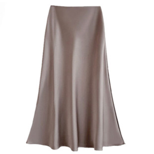 法式丝滑醋酸缎面半身裙女春夏大码胖mm高腰鱼尾长裙百搭包臀裙子