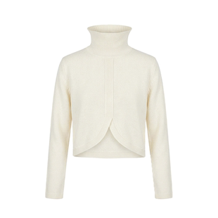 Lorene秋冬绵羊毛披肩经典高领法式宫廷羊绒毛衣优雅长袖斗篷披肩