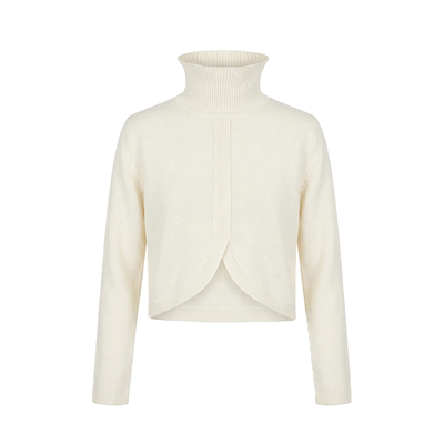 Lorene羊毛披肩高领长袖斗篷毛衣