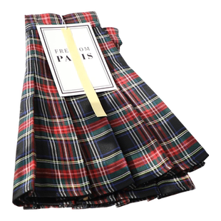 黑绿格子百褶裙女美式复古学院风高腰a字显瘦春夏短裙格纹半身裙