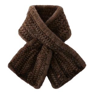 水貂毛围巾男冬季中老年人双面保暖皮草脖套加厚编织爸爸水貂围脖