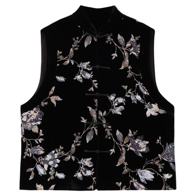 新中式桑蚕丝马夹国风新款