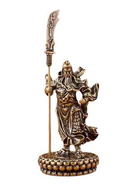 全黄铜关公关羽摆件关二爷武财神办公室开业摆件黄铜工艺品武财神