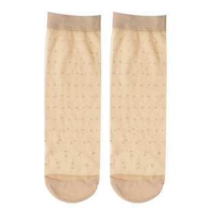 6双波点短丝袜女春夏季超薄高透肉色复古圆点提花防勾丝中筒短袜