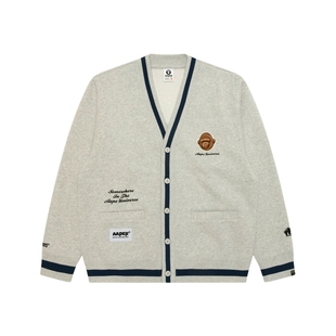 Aape旗舰店男装秋冬猿人军团刺绣薄绒卫衣开衫外套C374XAP