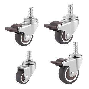 脚轮丝杆万向轮手推车1寸1.25寸1.5寸2寸M6M8M10橡胶静音滑轮轮子